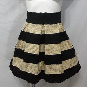 Xhilaration Striped Textured Bondage Fit & Flare Skater Mini Skirt Small